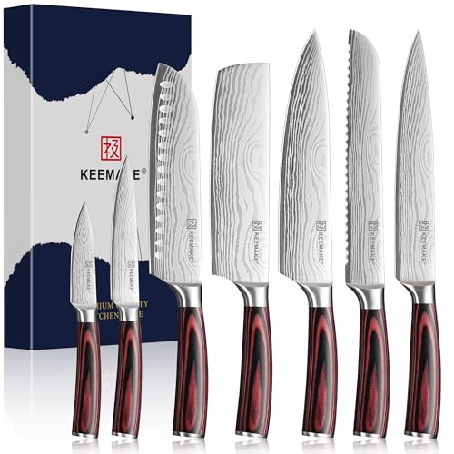 7 Pieces Kitchen Knife Set (Red 7pcs)