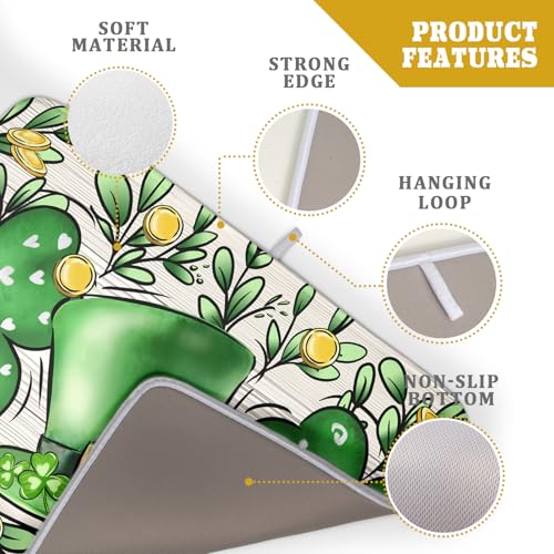 St Patrick's Day Shamrock Dish Drying Mat 18x24 inch Eucalyptus Leaves Dishes Pad Dish Drainer Mats Absorbent Fast Dry Kitchen Accessories (Shamrock Leaves / 18" x 24")