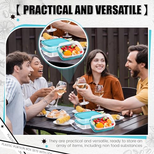 18 Pcs 33 oz Plastic Food Storage Containers with Lids (Blue)