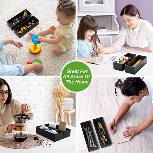Bamboo Kitchen Drawer Organizer (9 x 3 x 2 Inch / Black)