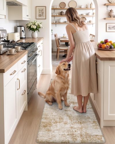 Kitchen Floor Mats Cushioned Anti Fatigue Runner (Light Brown / 59"L x 23"W x 0.4"Th)