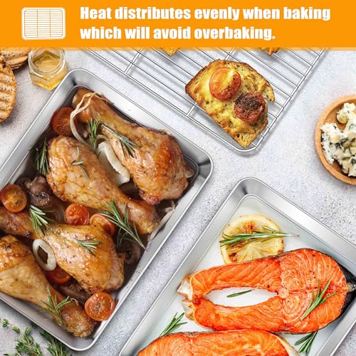 9x7 Inches Mini Stainless Steel Baking Sheet with Cooling Rack Set (9x7x1)
