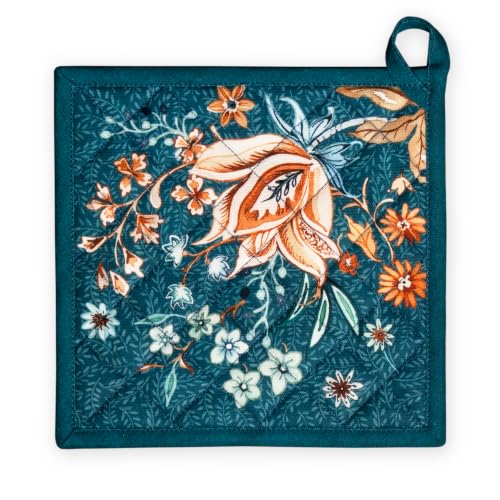 Pot Holders 100% Cotton Potholders (048 - Luxury Loft - Dark Teal / 8" x 8" (Pot Holder Pack of 1))