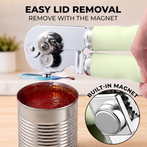 Stainless Steel Swing Open Manual Can Opener Comfortable Grip (Matcha Cream / Swing Open)