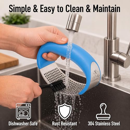 Stainless Steel Garlic Press Rocker Set (Blue)