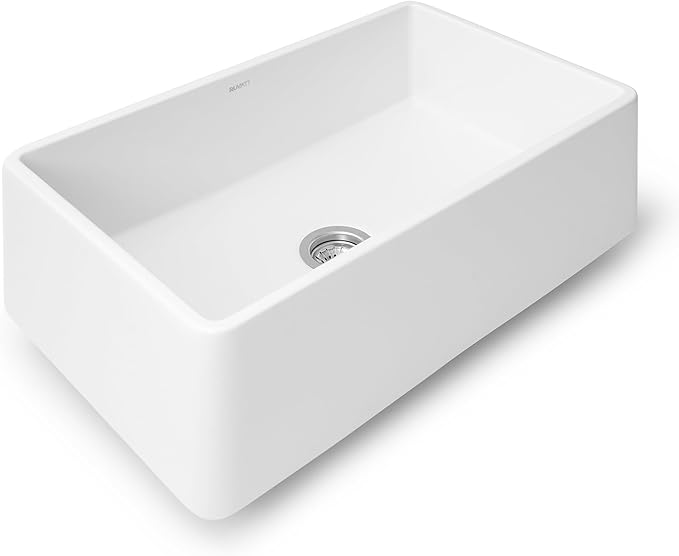 Ruvati 30 x 20 inch Fireclay Reversible Farmhouse Apron-Front Kitchen Sink Single Bowl - White - RVL2100WH