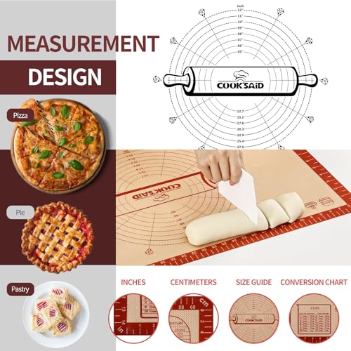 Silicone Pastry Mat Extra Large with Measurements 26''x16'' for Reusable