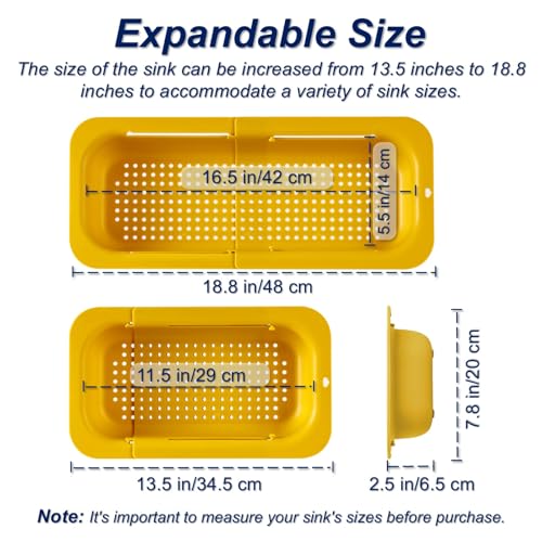 Extendable Sink Colander Strainer Basket (Yellow)