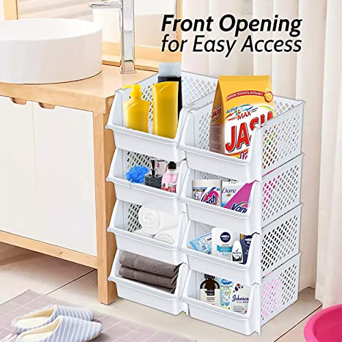 Stackable Storage Bins Open Front for Pantry Storage (4 Count)