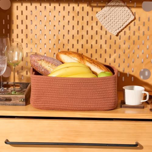 Small Storage Baskets for Organizing (4pcs-L13xW8.5xH5.1" / Oxide Red)