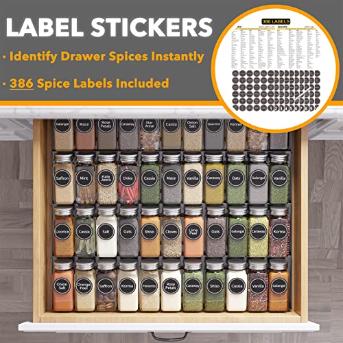 Spice Drawer Organizer with 44 Spice Jars (44 Jars, 20.25" Wide)