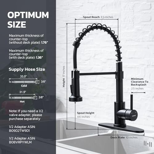 Kitchen Faucet with Soap Dispenser (Matte Black)