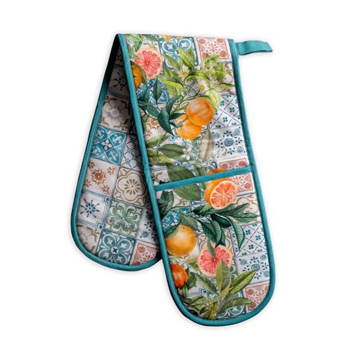 Double Oven Mitts 100% Cotton Double Oven Glove (010 - Agrume / 7" x 35" (Double Oven Mitt))