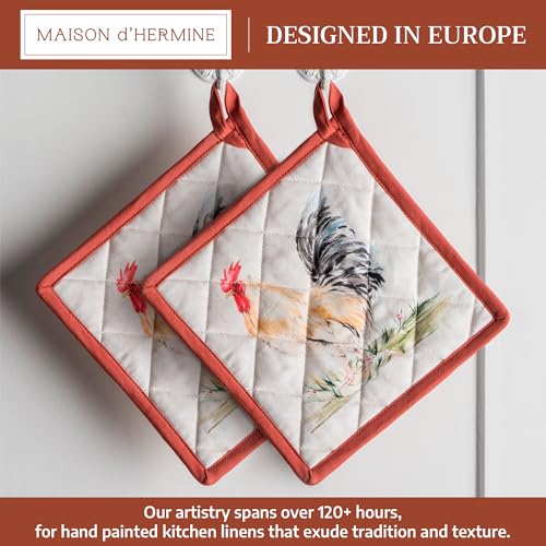 Pot Holders 100% Cotton Potholders (009 - Campagne / 8" x 8" (Pot Holder Pack of 2))
