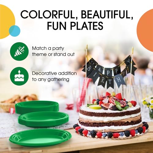 Sturdy Emerald Green Plastic Plates 9" Party Plates 100 Pcs (9 inch / Emerald Green)