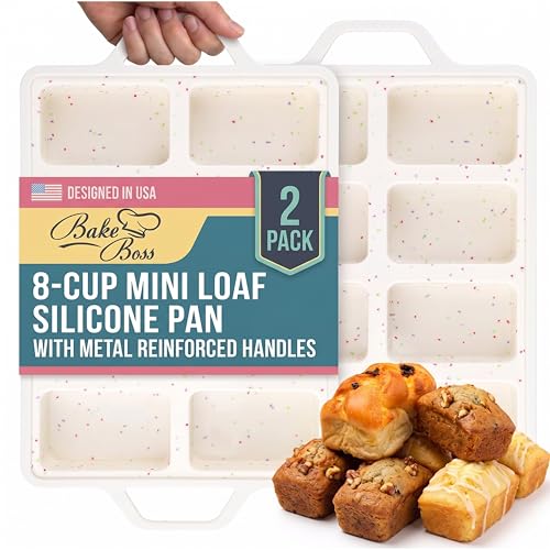 Silicone Mini Loaf Pans for Baking (Cream / Mini ( 8 Cups Pan, Pack of 2))