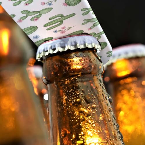 Watercolor Cactus and Flowers Stainless Steel Bottle Opener Pastel Floral Cacti Tropical Green Succulents Flat Beer Bottle Opener Keychain for Home Kitchen Bar Restaurant Party Birthday Gift (Cactus and Flowers)