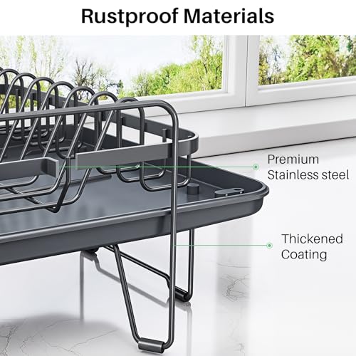 Large Dish Drying Rack for Kitchen Counter (Gray)