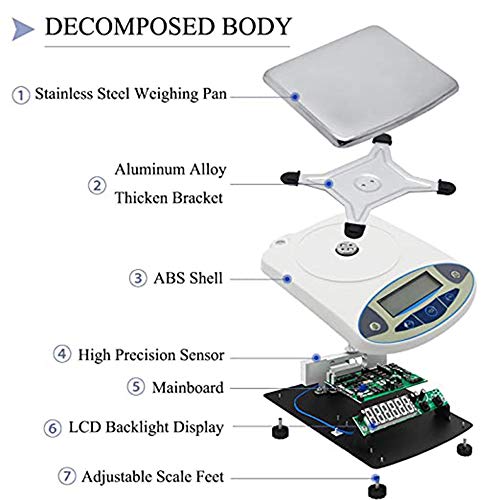 Lab Scale 10kgx0.1g Digital Precision Scale Electronic Balance Laboratory Weighing Industrial Scale Kitchen Counting Scale Scientific Scale Calibrated (10kg / 0.1g)