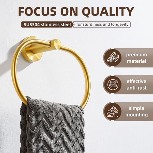 Brushed Gold Towel Ring (Oval - Brushed Gold)