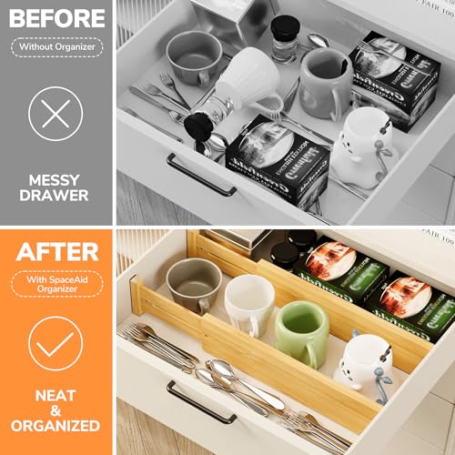 Bamboo Expandable Drawer Dividers (Natural / 3''H, 13.3''-19''L)