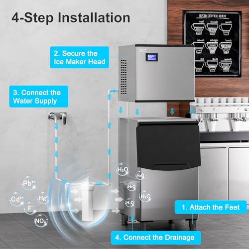 Commercial Ice Maker (Silver / 29"D x 22"W x 65"H)