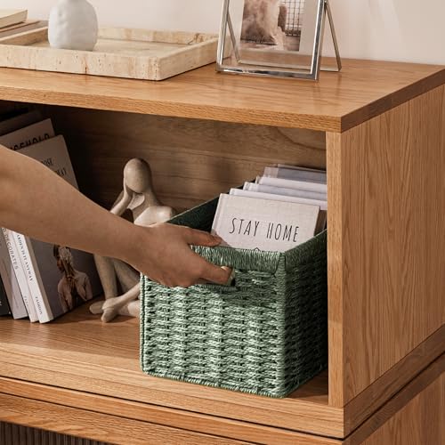 2 Pack Wicker Basket (Rectangular- 2pack 13.4"×8.3"×7.1" / Green)