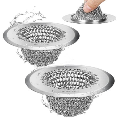 2 Pack Upgraded Sink Drain Strainer (Bright Silver / 2-Pack)