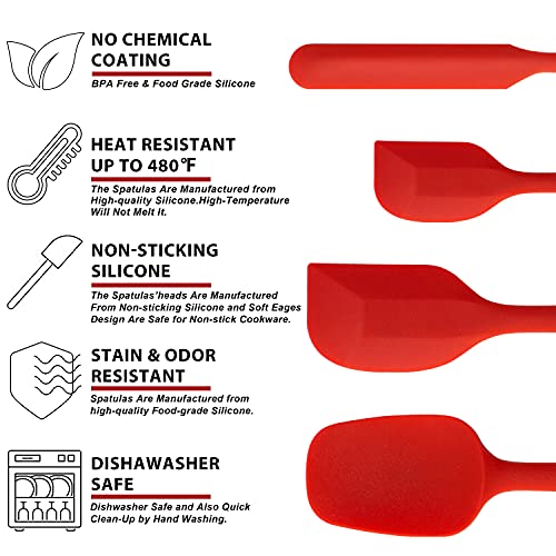 4 Piece Silicone Spatula Set (Essential Spatula Set / 4 Pcs Spatulas (Red))