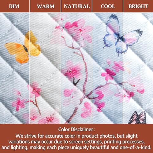 100% Cotton Oven Mitt & Pot Holder Set (050 - Blossoms in Spring / 7.5" x 13" & 8" x 8" (Oven Mitt & Pot Holder))