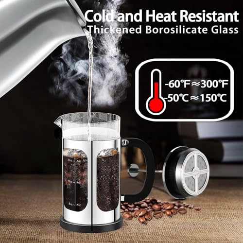 French Press Coffee Maker (Silvery / 34 oz)