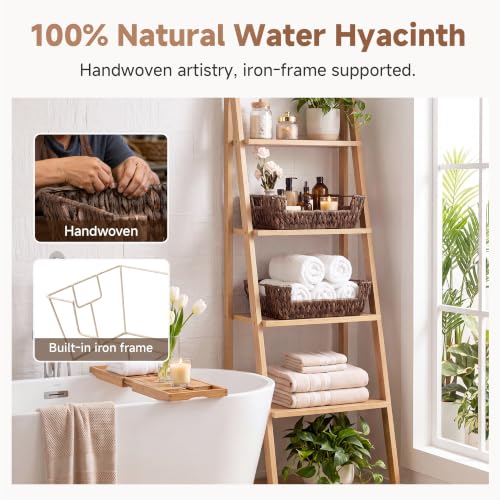 Pantry Baskets for Organizing (Brown(Water Hyacinth) / 16 ½"L x 12 ½"W x 5"H)