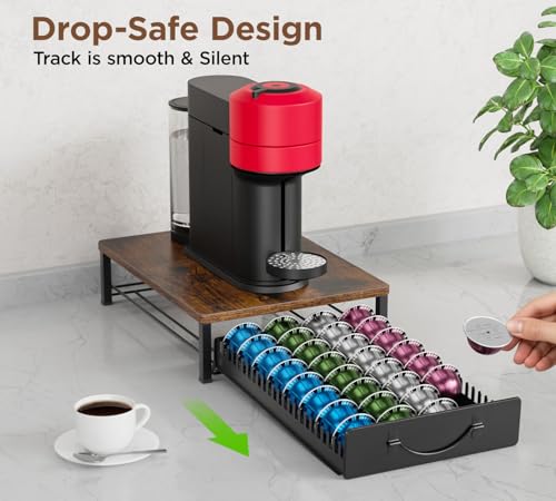 Coffee Pod Holder Drawer Compatible with Nespresso (Wood)