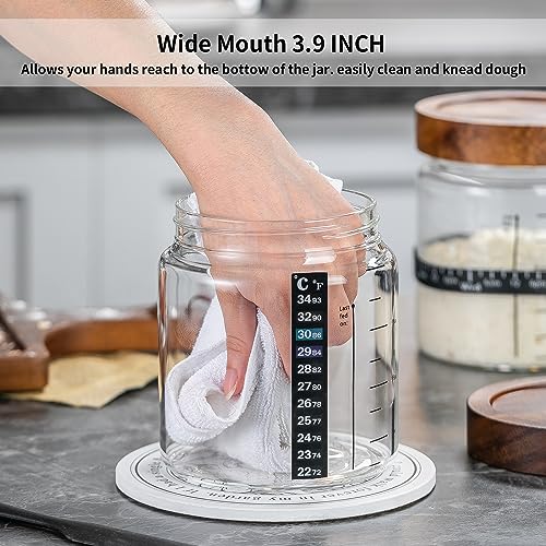 Sourdough Starter Jar 35OZ Wide‑Mouth (Wood Lids-1 Pack)