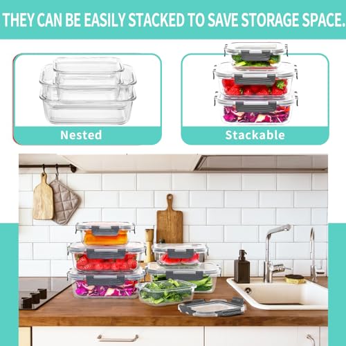 10 Pack Large Glass Meal Prep Containers (5PACK 36OZ + 5PACK 12.5OZ)