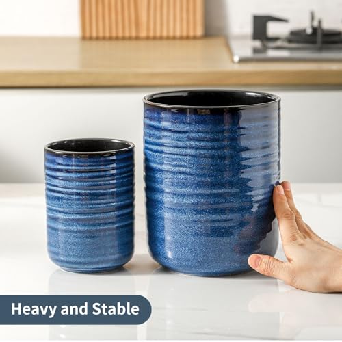 Ceramic Utensil Holder Set of 2 (Navy Blue(2 pcs))