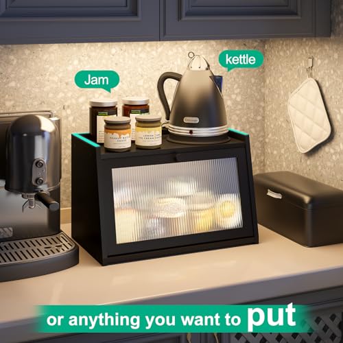 Bread Box for Kitchen Counter (Black / Medium-1_Tier)