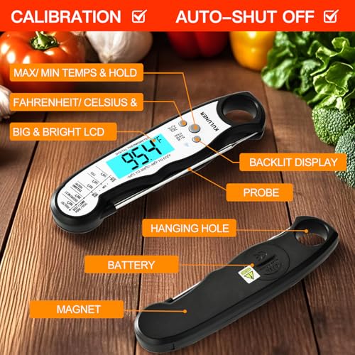 Digital Instant Read Meat Thermometer for Cooking (White)