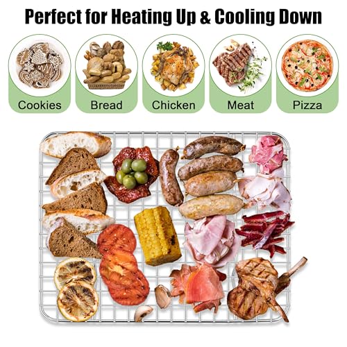 12x9 Inch Stainless Steel Cooling Rack Set Fit Quarter Sheet Pan (11.75" x 9")