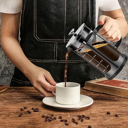 French Press Coffee Maker (Bright Black / 21 oz)