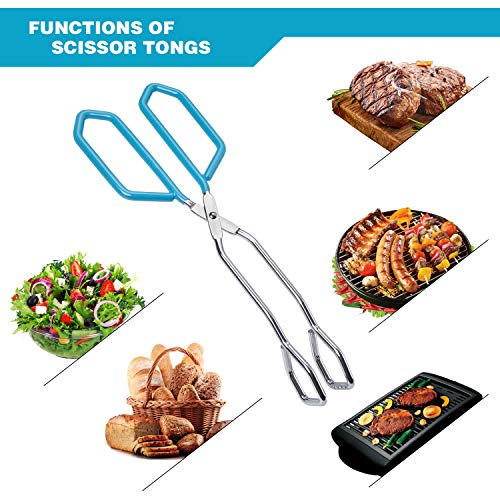 Stainless Steel Scissor Tongs Heavy Duty Cooking Tongs with Soft Handles