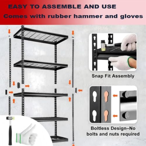 5 Tier Heavy Duty Garage Shelving (5T 28" W x 12" D x 60''H)