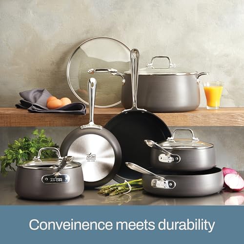HA1 Hard Anodized Nonstick Cookware Set 10 Piece Induction Oven Broiler Safe 500F (10 Piece Set)