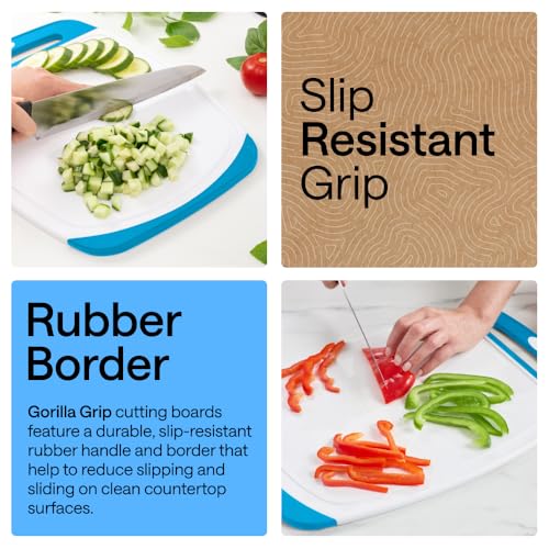 BPA Free Reversible Kitchen Cutting Board (Aqua/White / Large (Pack of 3))