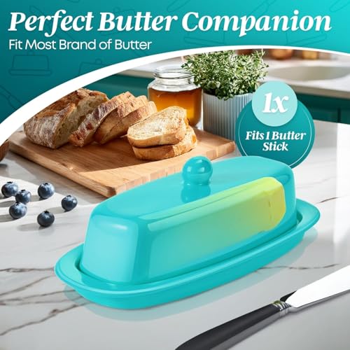 Standard Ceramic Butter Dish with Lid for Countertop (Blue / Standard)