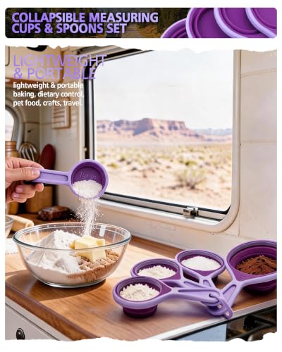 Collapsible Measuring Cups and Spoons Set (Purple)