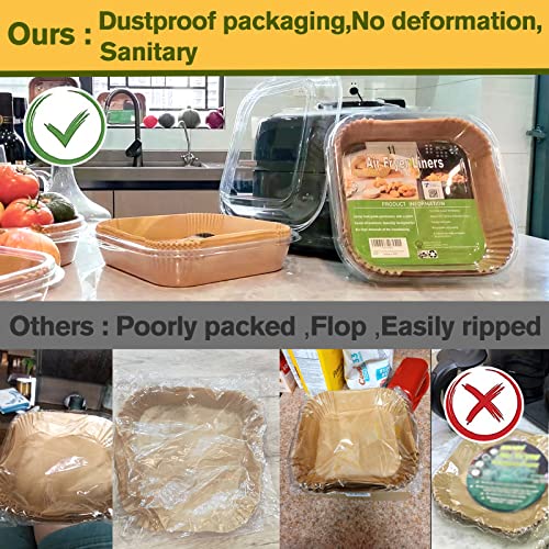 10 Inch Largest Square Air Fryer Liners Disposable for 8 (125 Count)
