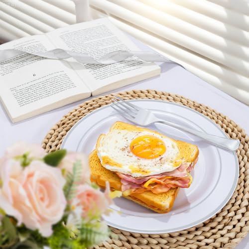 100PCS Silver Plastic Plates (Silver / 100 PCS)