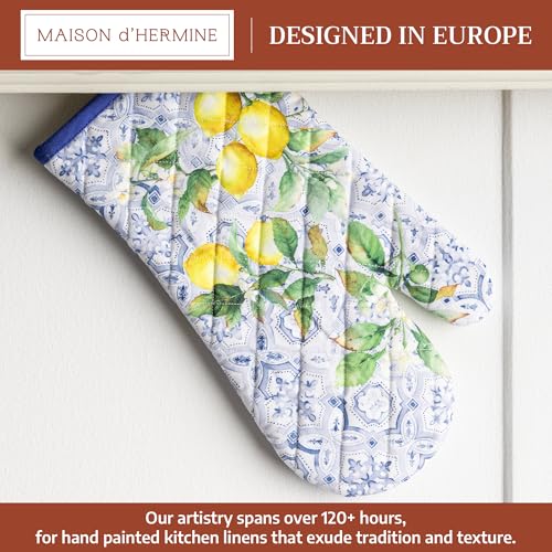 Maison d'Hermine Oven Gloves 100% Cotton Oven Mitt (030 - Citrus / 7.5" x 13" (Oven Mitt))