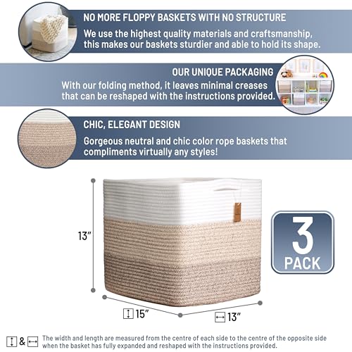 13x15x13 Kallax Storage Cubes Bins (3-Tone Brown / 15 x 13 x 13 (Kallax))